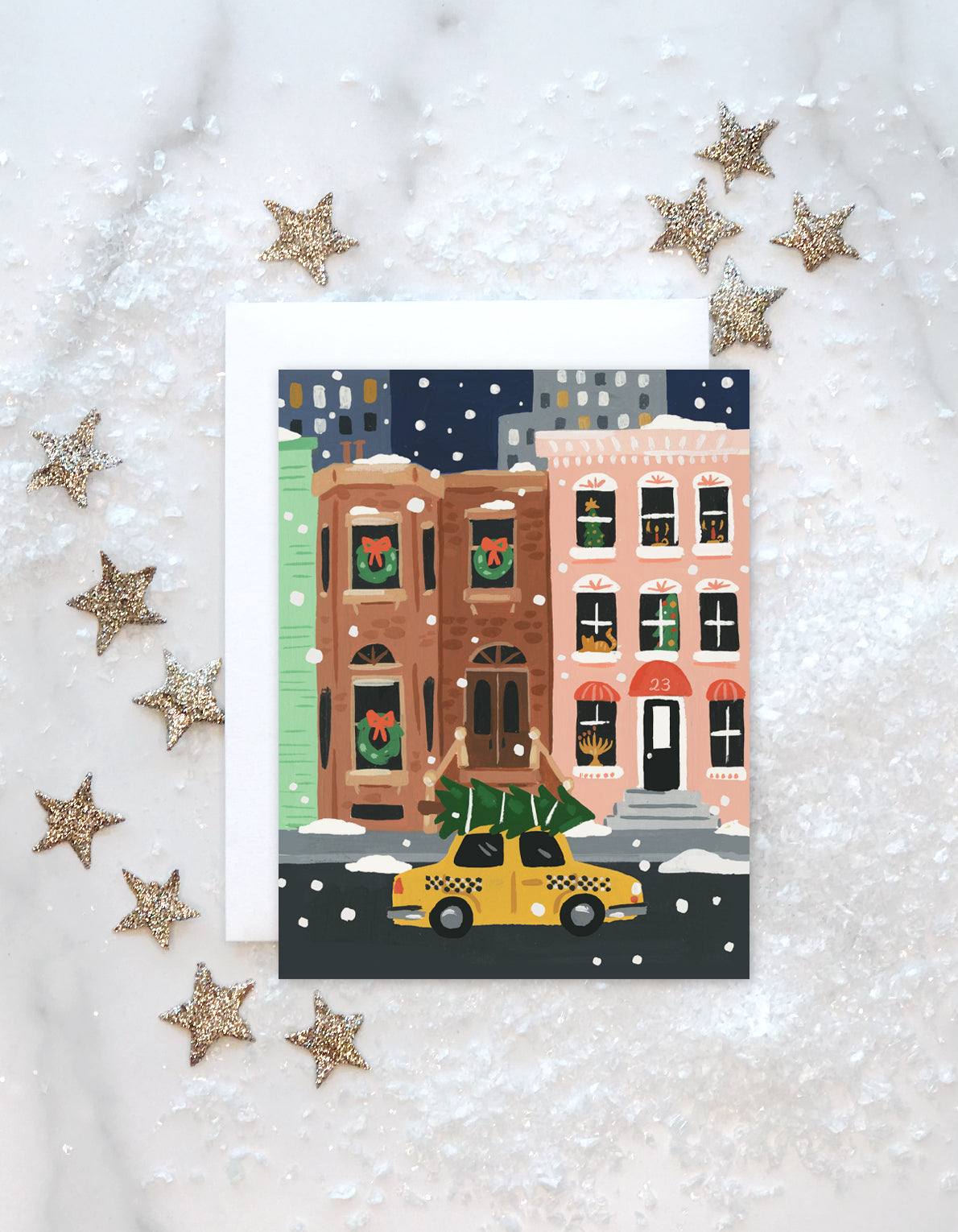 NYC Holiday Greeting Card | Brownstone