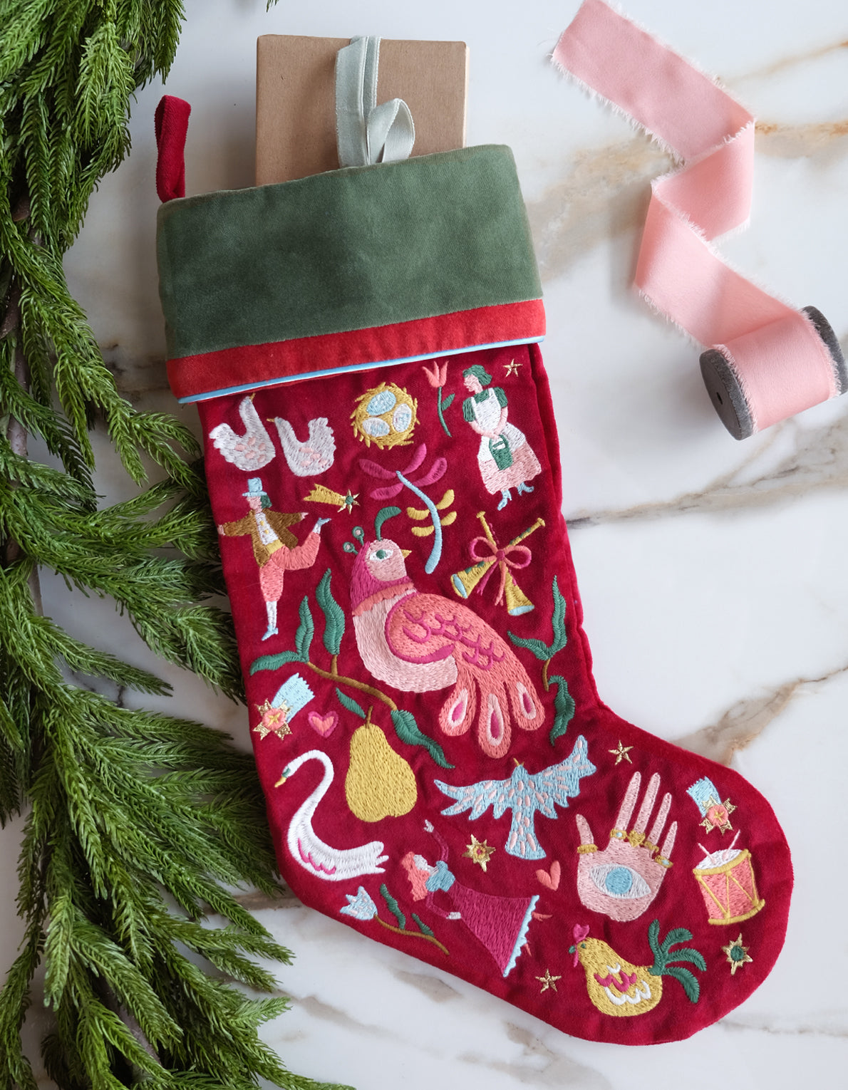 12 Days of Christmas Velvet Holiday Stocking