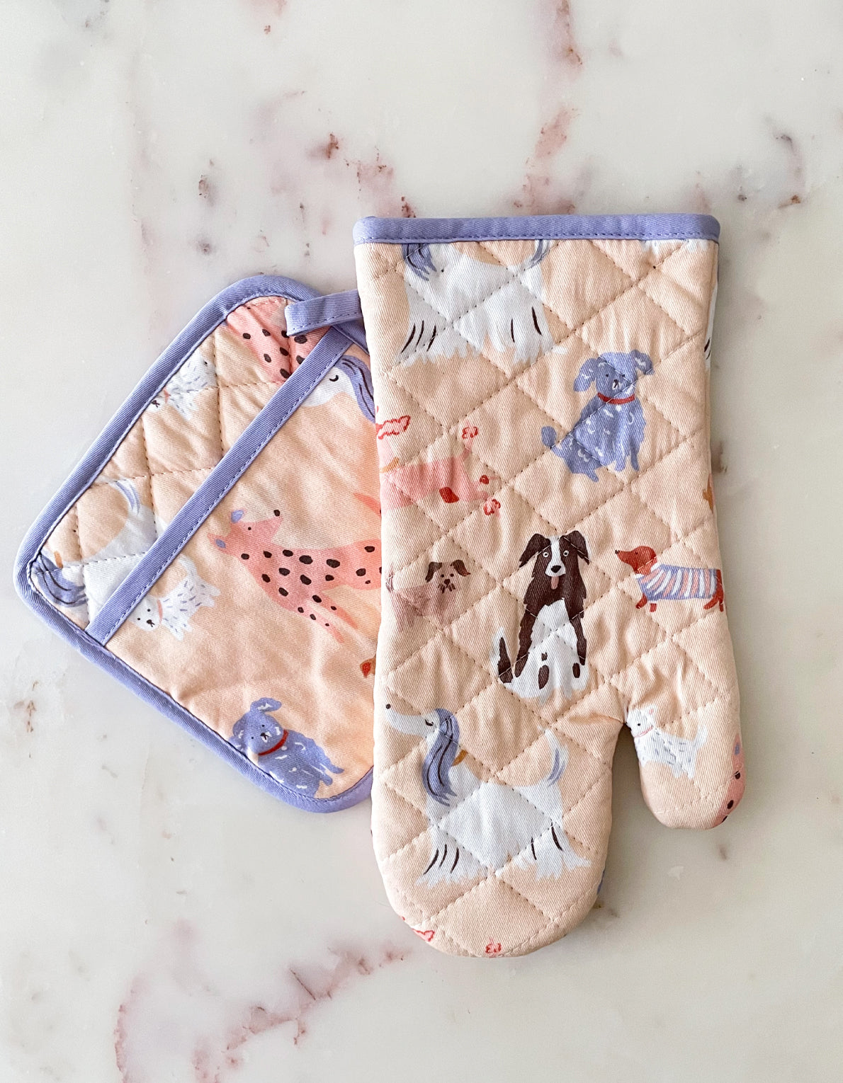 Oven Mitt + Pot Holder Set | Dogs