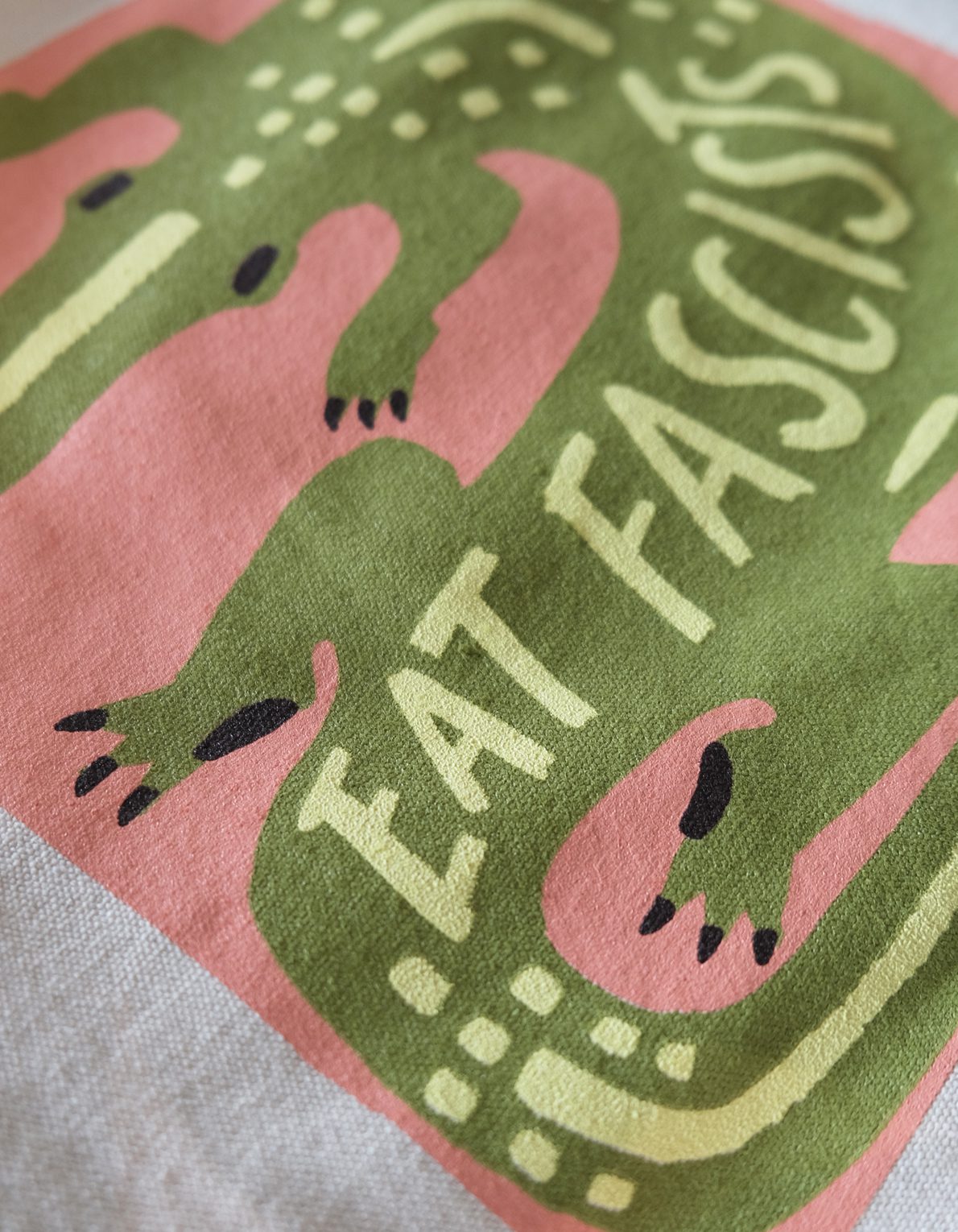 Screen Printed Canvas Tote | Eat Fascists Gator