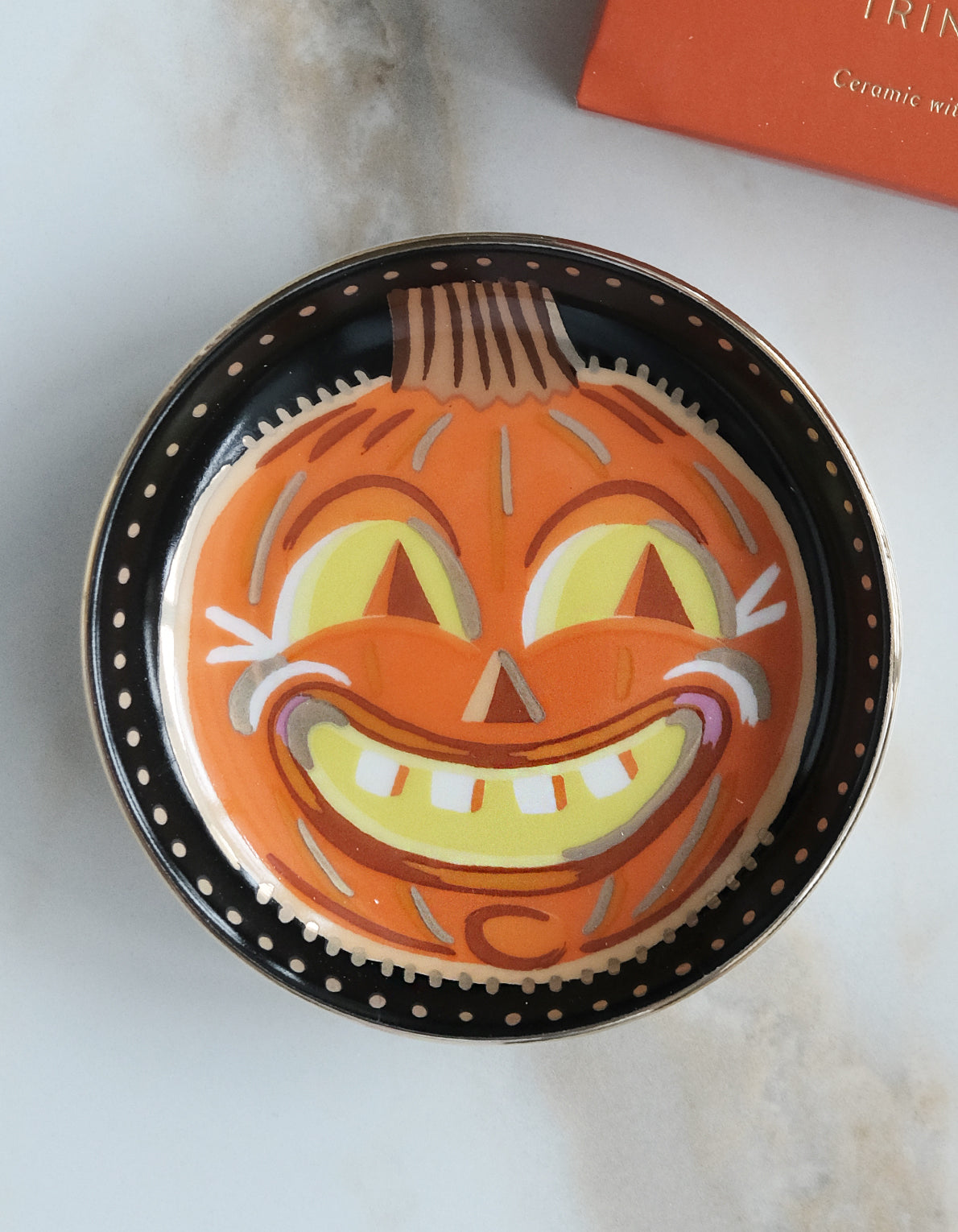 Porcelain Trinket Dish | Halloween Vintage Jack-o-Lantern
