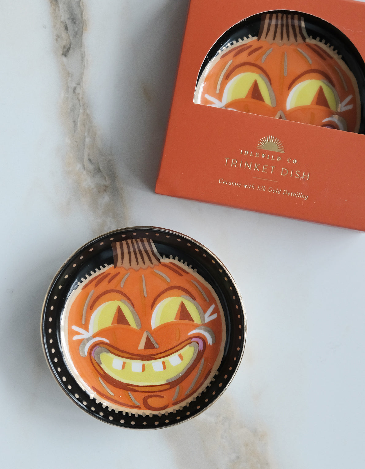 Porcelain Trinket Dish | Halloween Vintage Jack-o-Lantern
