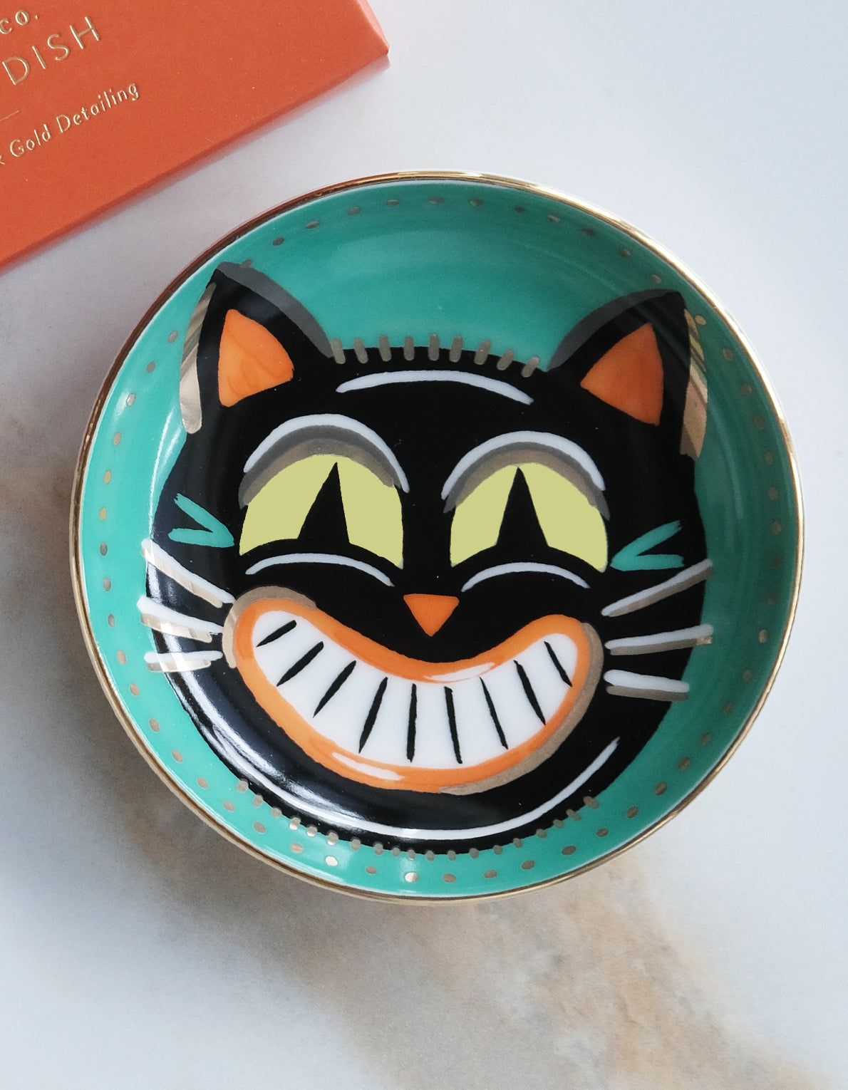Porcelain Trinket Dish | Halloween Vintage Cat