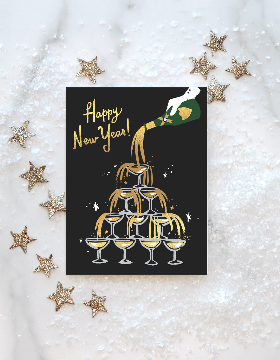 New Years Greeting Card | Champagne Tower