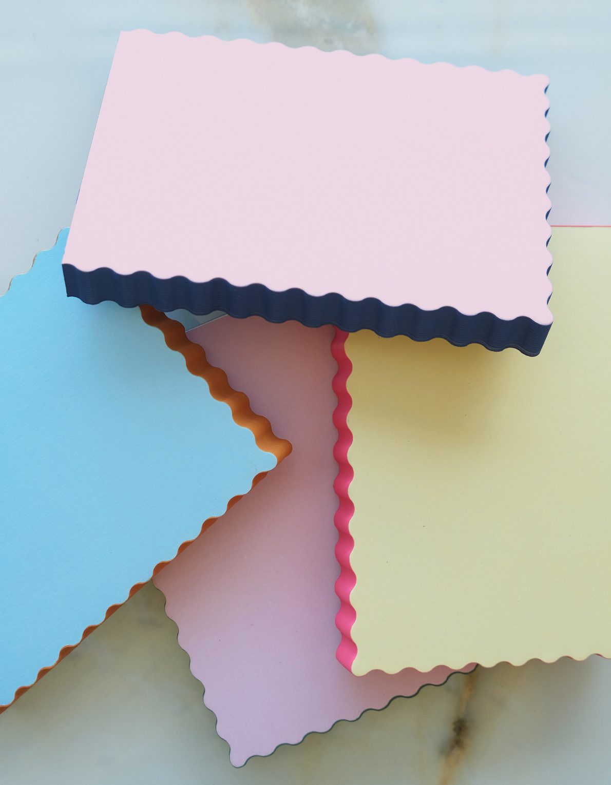 Mini Wave Shaped Notepad | Citron + Hot Coral Edge