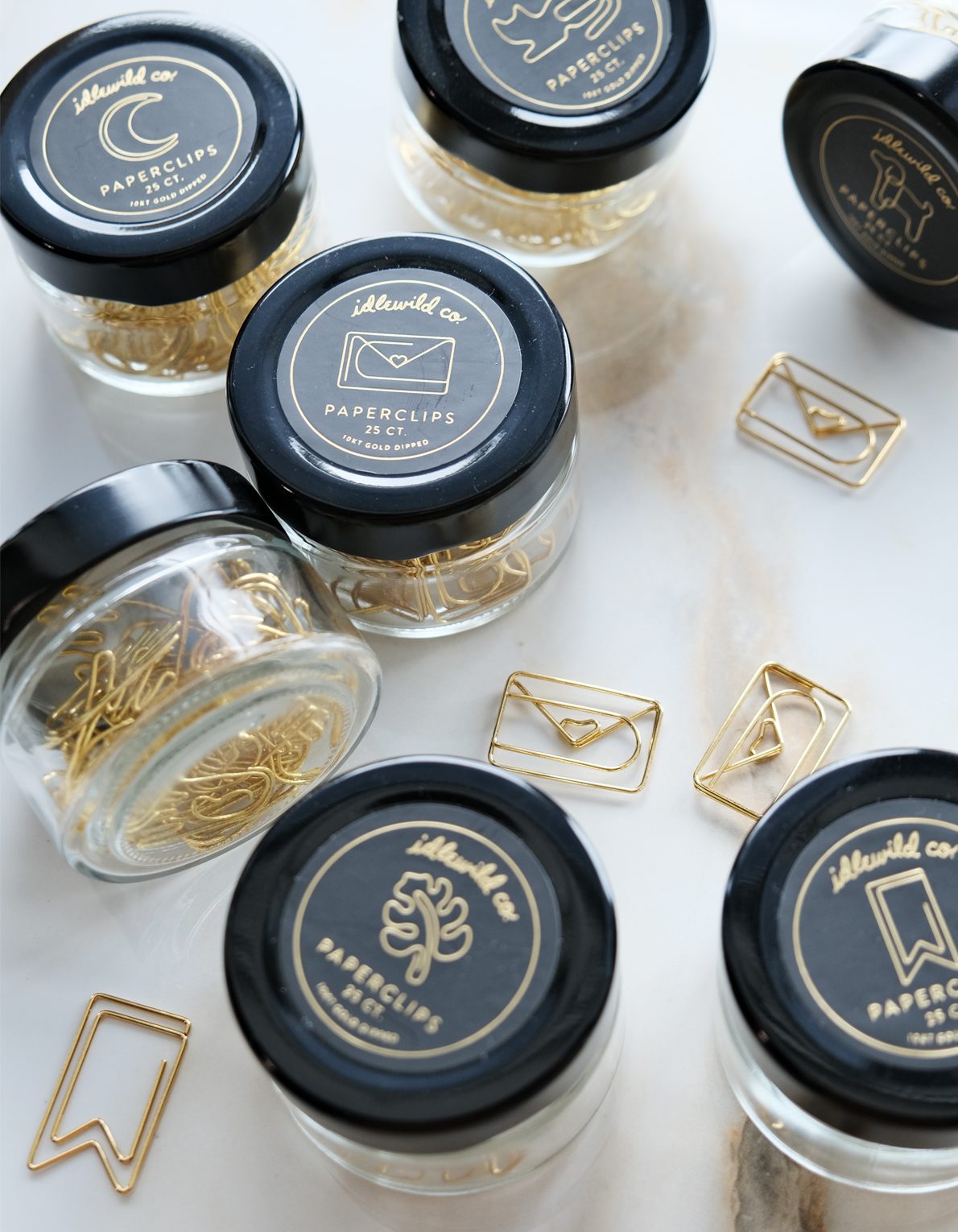 Gold Plated Paper Clips (Jar of 25) | Flag