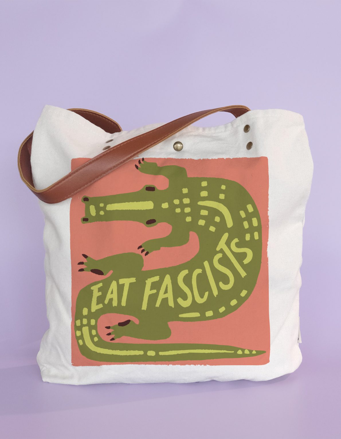 Screen Printed Canvas Tote | Eat Fascists Gator