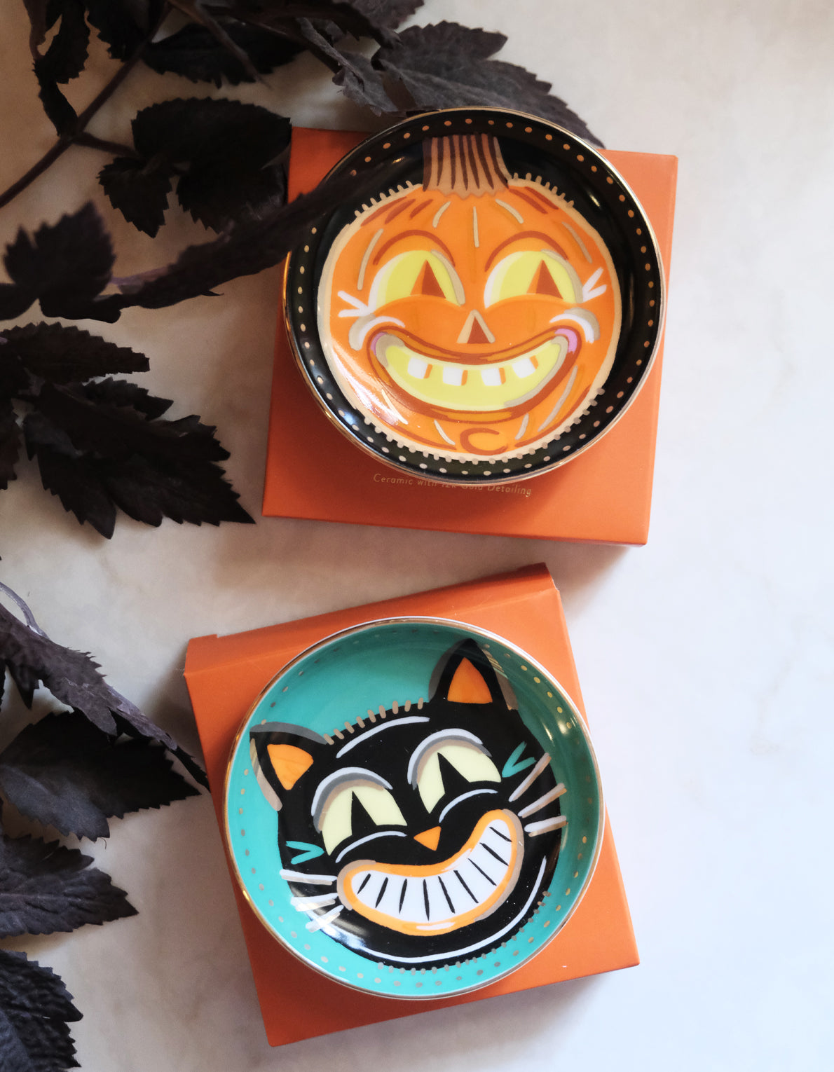 Porcelain Trinket Dish | Halloween Vintage Cat
