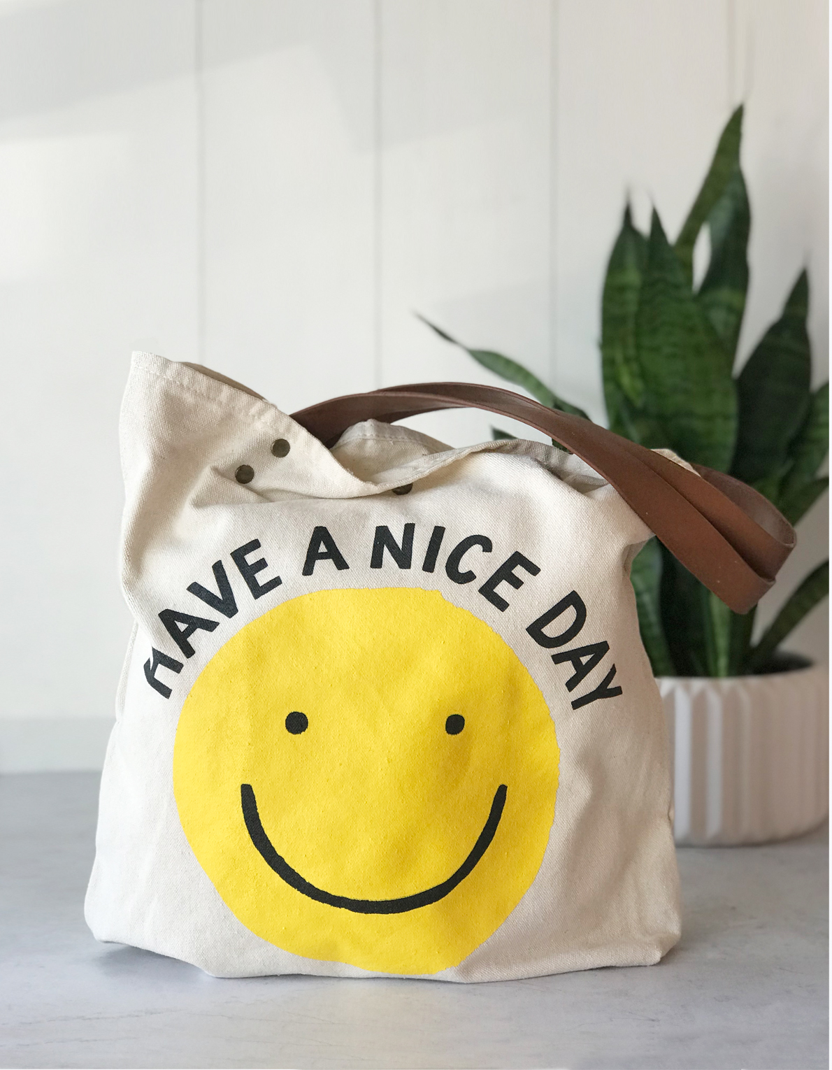 AE Smiley® Checkered Nylon Tote Bag